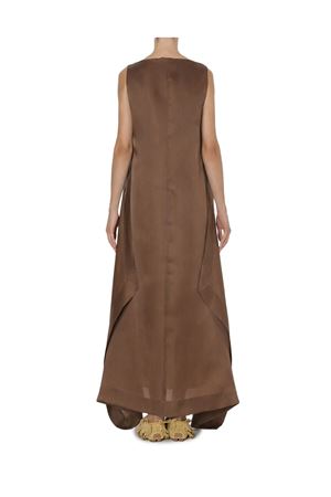 Abito lungo in organza di seta marrone ALBERTA FERRETTI | A044301190096